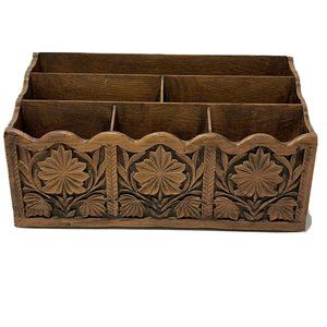 Vtg 70’s Lerner Desk Organizer Holder 3 Tier 6 Slots Faux Wood Resin Mail Letter